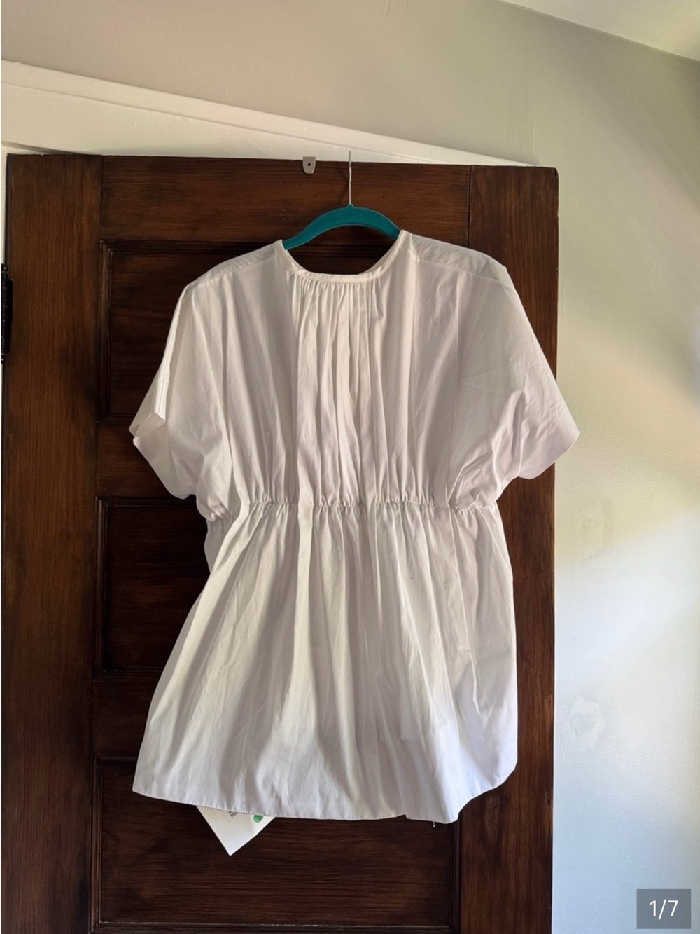 Victoria Beckham White Gathered-Waist Cotton Blouse
